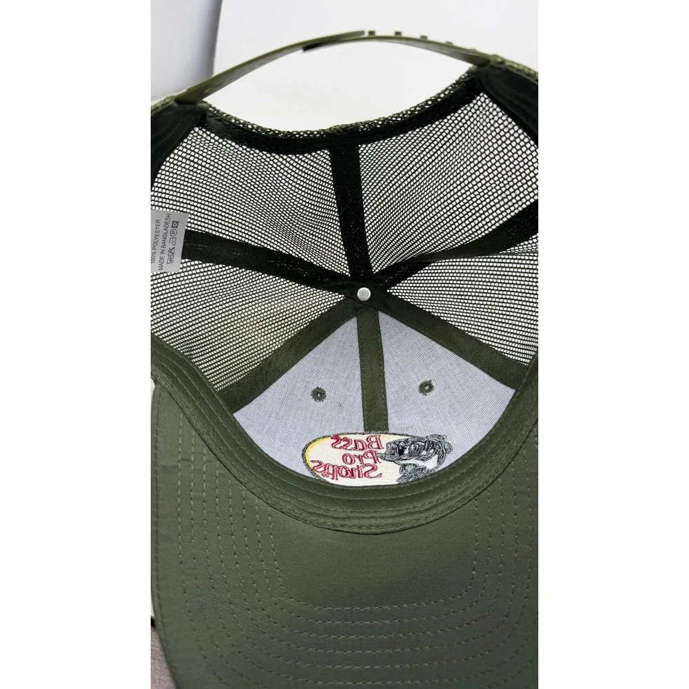 Bass Pro Shops Club Trucker Hat Olive Green Mesh Snapback Baseball Cap Mens OSFM